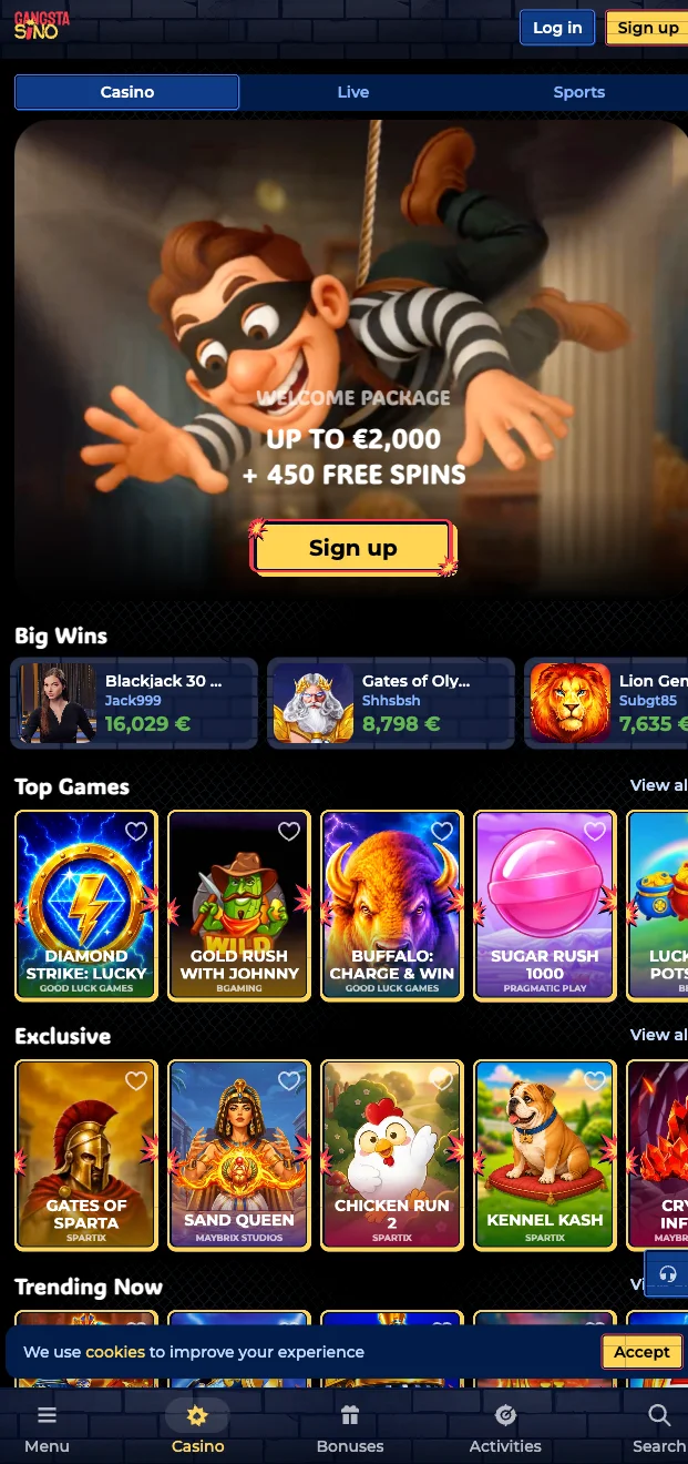 Aplikácia Gangstasino Casino